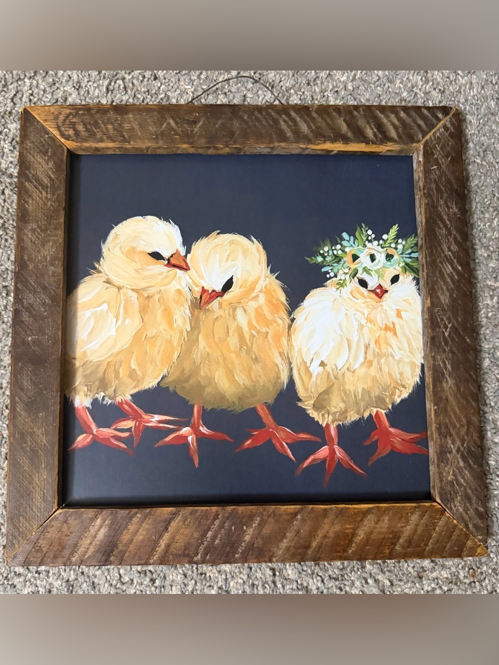 Rustic Framed Chick Trio Wall Art in Yellow and Black